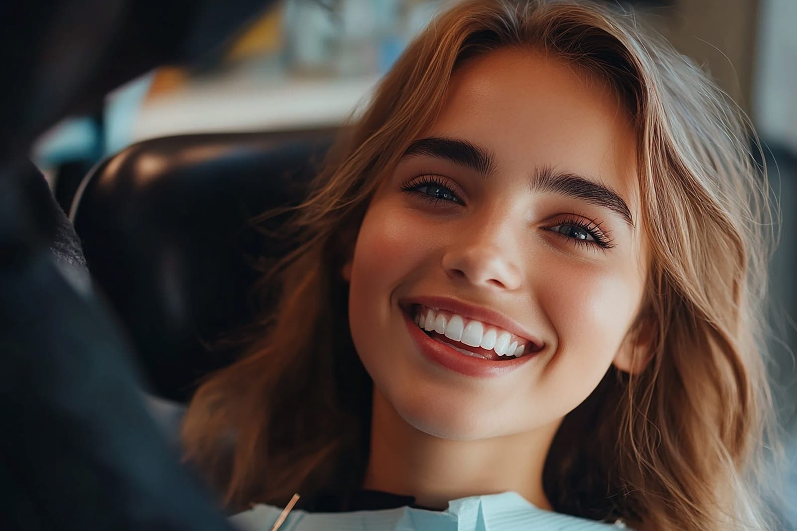 A patient with a bright, confident smile after teeth whitening at Barbican Dental Practice
